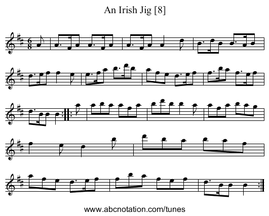 Irish Jig [8], An - staff notation
