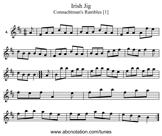 Irish Jig - staff notation