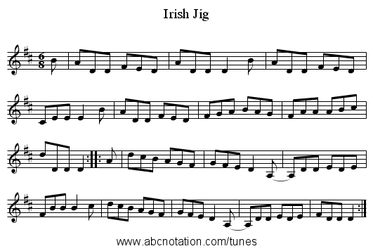 Irish Jig - staff notation