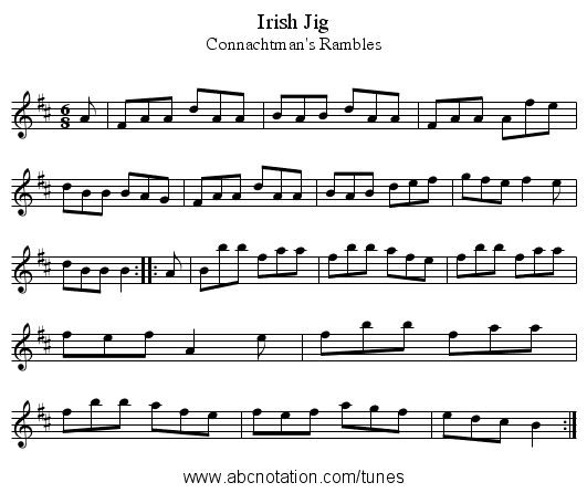 Irish Jig - staff notation
