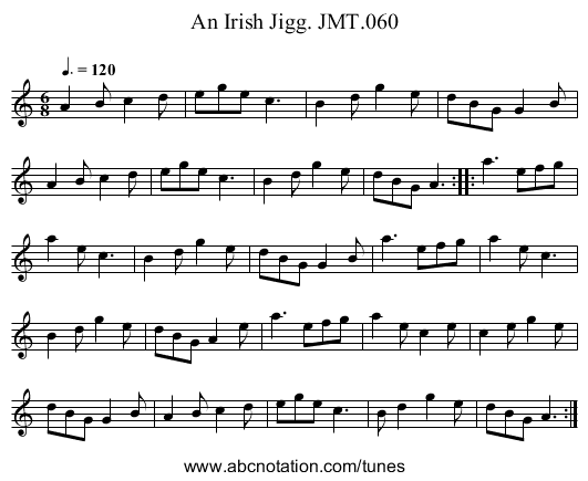Irish Jigg. JMT.060, An - staff notation