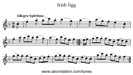 Irish Jigg - staff notation