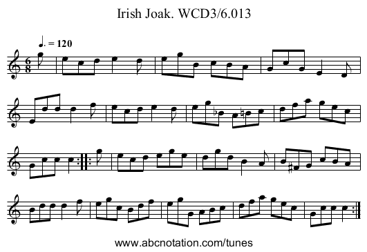 Irish Joak. WCD3/6.013 - staff notation