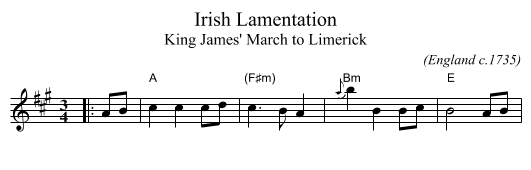 Irish Lamentation - staff notation