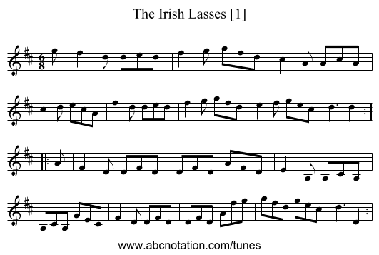 Irish Lasses [1], The - staff notation