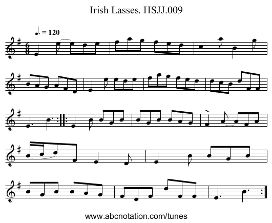 Irish Lasses. HSJJ.009 - staff notation