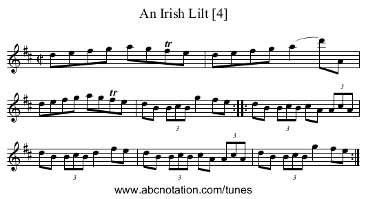 Irish Lilt [4], An - staff notation
