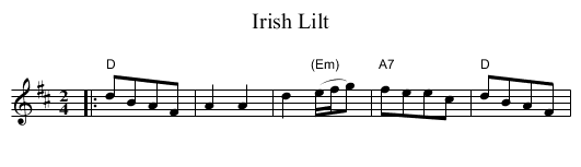 Irish Lilt - staff notation