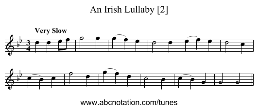 Irish Lullaby [2], An - staff notation