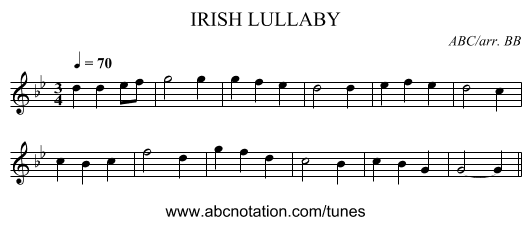 IRISH LULLABY - staff notation