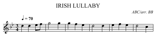IRISH LULLABY - staff notation