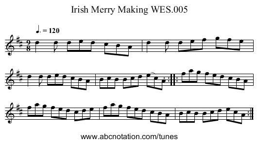 Irish Merry Making WES.005 - staff notation