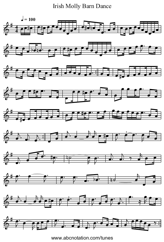 Irish Molly Barn Dance - staff notation