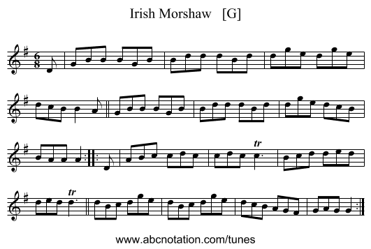 Irish Morshaw   [G] - staff notation