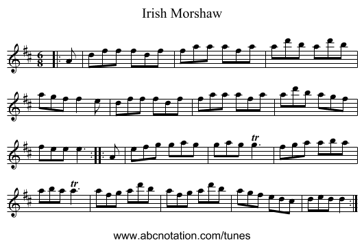 Irish Morshaw - staff notation