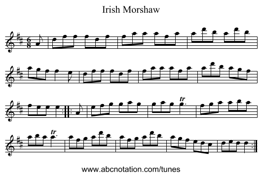 Irish Morshaw - staff notation