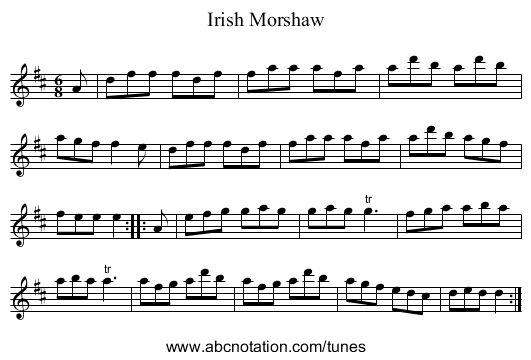 Irish Morshaw - staff notation