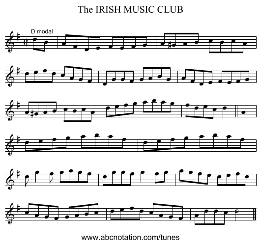 IRISH MUSIC CLUB, The - staff notation