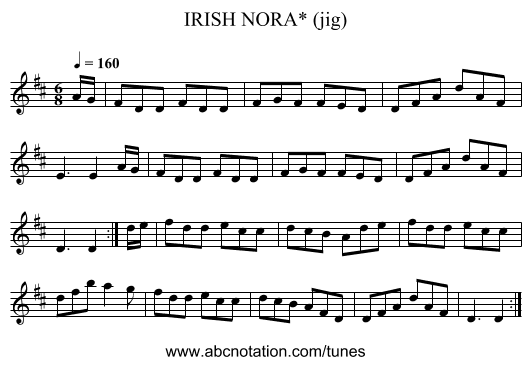 IRISH NORA* (jig) - staff notation