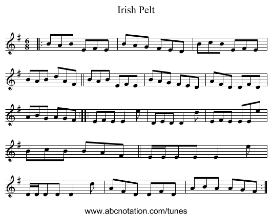Irish Pelt - staff notation
