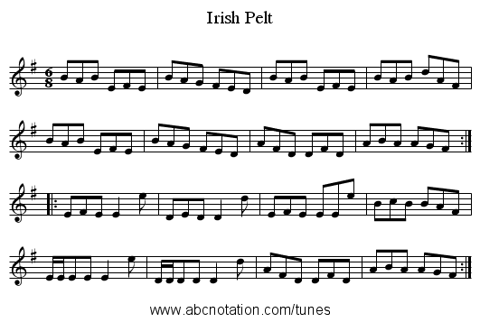 Irish Pelt - staff notation