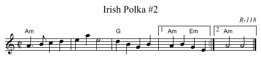 Irish Polka #2 - staff notation
