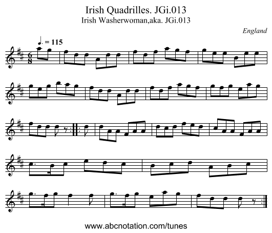 Irish Quadrilles. JGi.013 - staff notation