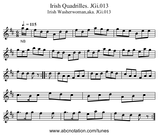 Irish Quadrilles. JGi.013 - staff notation