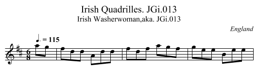 Irish Quadrilles. JGi.013 - staff notation