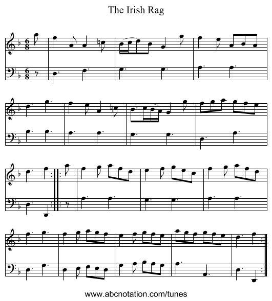 Irish Rag, The - staff notation