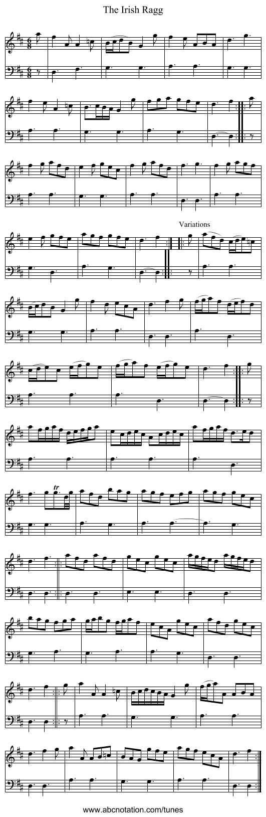 Irish Ragg, The - staff notation