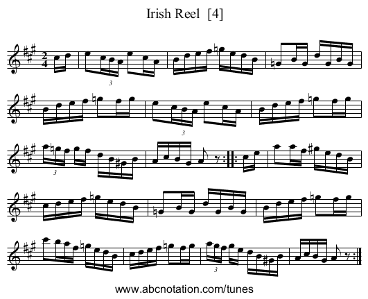 Irish Reel  [4] - staff notation