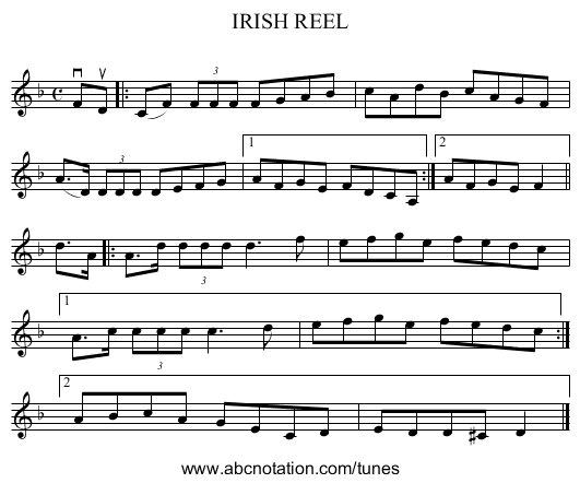 IRISH REEL - staff notation