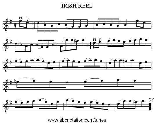 IRISH REEL - staff notation