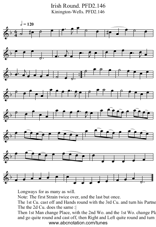 Irish Round. PFD2.146 - staff notation