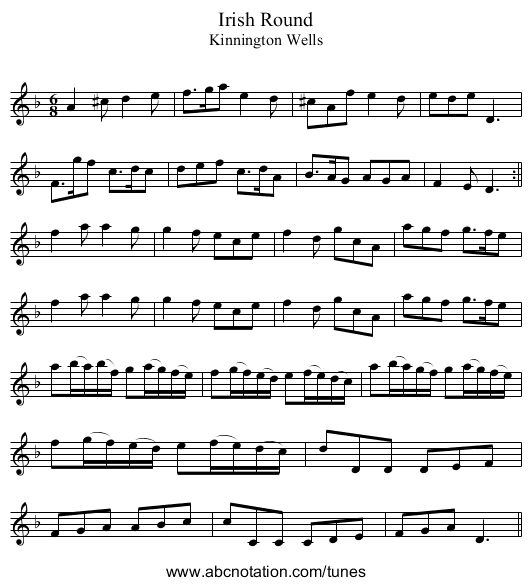 Irish Round - staff notation