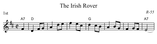 Irish Rover, The - staff notation