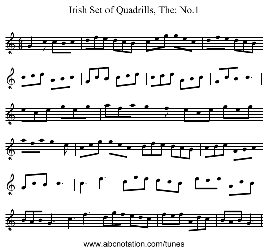 Irish Set of Quadrills, The: No.1 - staff notation
