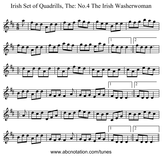 Irish Set of Quadrills, The: No.4 The Irish Washerwoman - staff notation