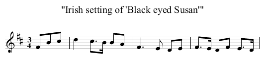 Irish setting of 'Black eyed Susan' - staff notation