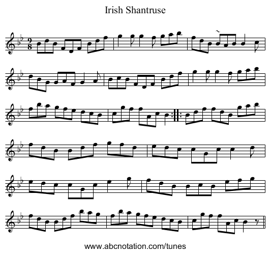Irish Shantruse - staff notation