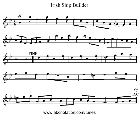 Irish Ship Builder - staff notation
