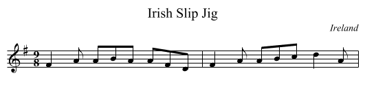 Irish Slip Jig - staff notation