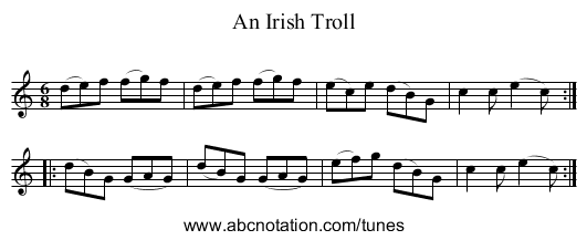 Irish Troll, An - staff notation