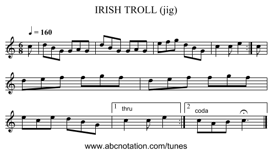 IRISH TROLL (jig) - staff notation