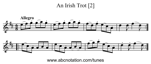 Irish Trot [2], An - staff notation