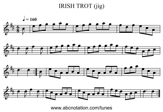 IRISH TROT (jig) - staff notation