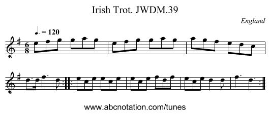 Irish Trot. JWDM.39 - staff notation
