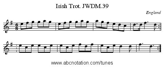 Irish Trot. JWDM.39 - staff notation
