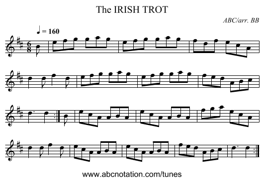 IRISH TROT, The - staff notation